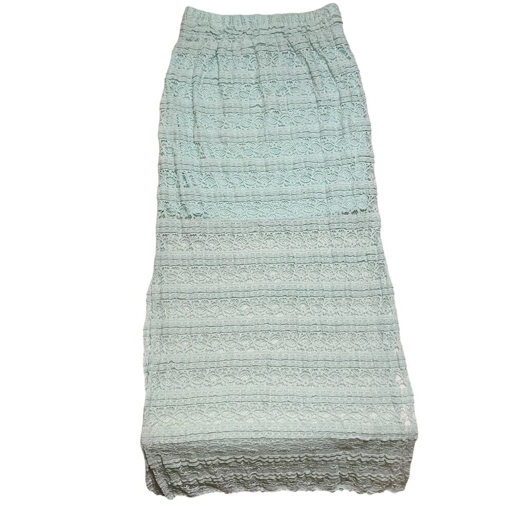 No Boundaries Women Maxi Skirt S (3-5) Mint (lining) Maxi Skirt Lace See Through